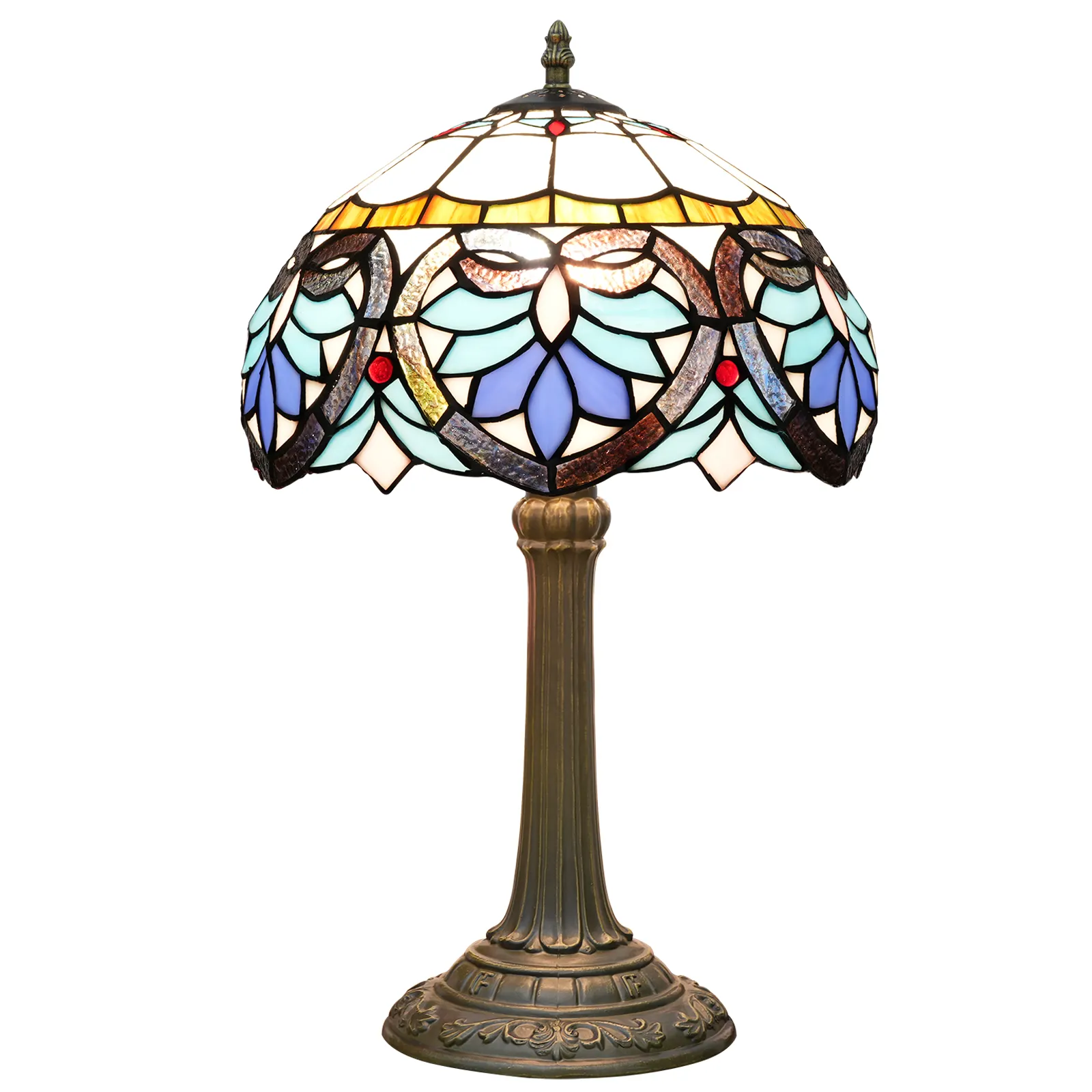 Tiffany stolná lampa Mediterranen 122 HuizhouOufuLighting v.48xš.30,sklo/kov,40W