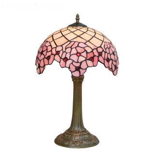 Tiffany stolná lampa Pink Garden 136 - Huizhou Oufu v.48xš.30, sklo/kov, 40W